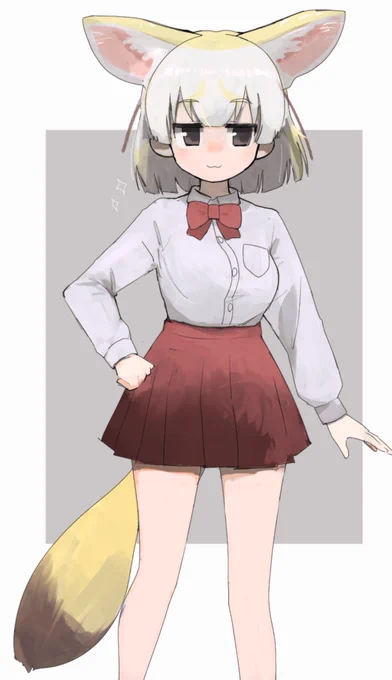シンプル制服を着たフェネック #けものフレンズ 