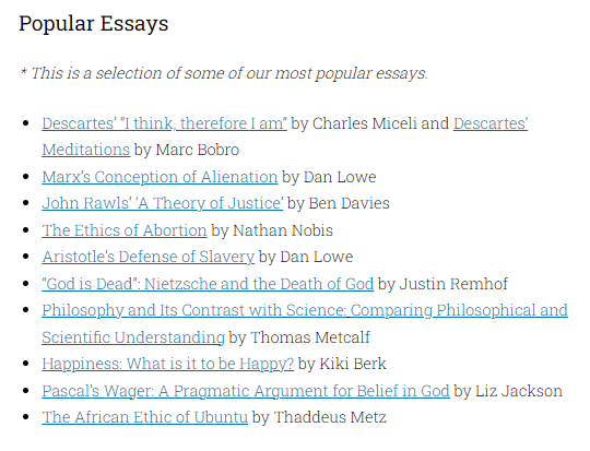 1000wordphil's tweet photo. A selection of some of our most popular essays is now on the front page of our webpage:

#philosophy #ethics #teaching #teachingphilosophy #teachingethics #OER #openeducationalresource #criticalthinking 

https://t.co/IMFmLeAvQF https://t.co/xuRqVz6W2B