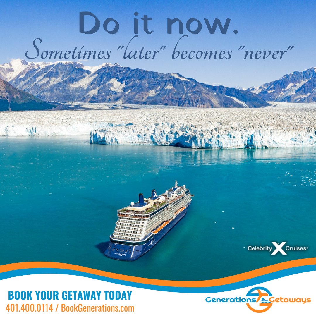 GenGetaways's tweet photo. Sooner is better than later!
#travel #vacation #getaway #cruise #wakeview #caribbeancruise #alaskacruise #cruiselife #cruisequotes #quotestoliveby #travelquotes #GenerationsGetaways #BookGenerations https://t.co/LwrWbKJogo