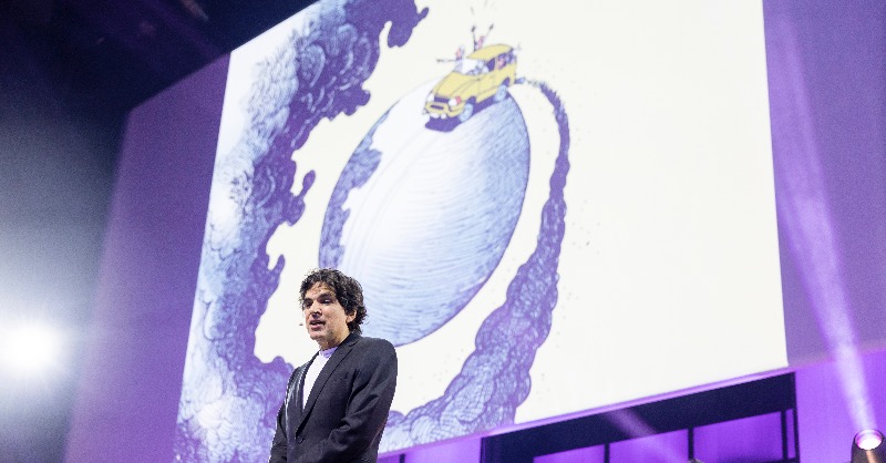 chappatte's tweet photo. Le lien vers ma "conférence scientifique" en dessins 😬 à la Magistrale 2022 de l'EPFL a été corrigé - REVOICI 👇