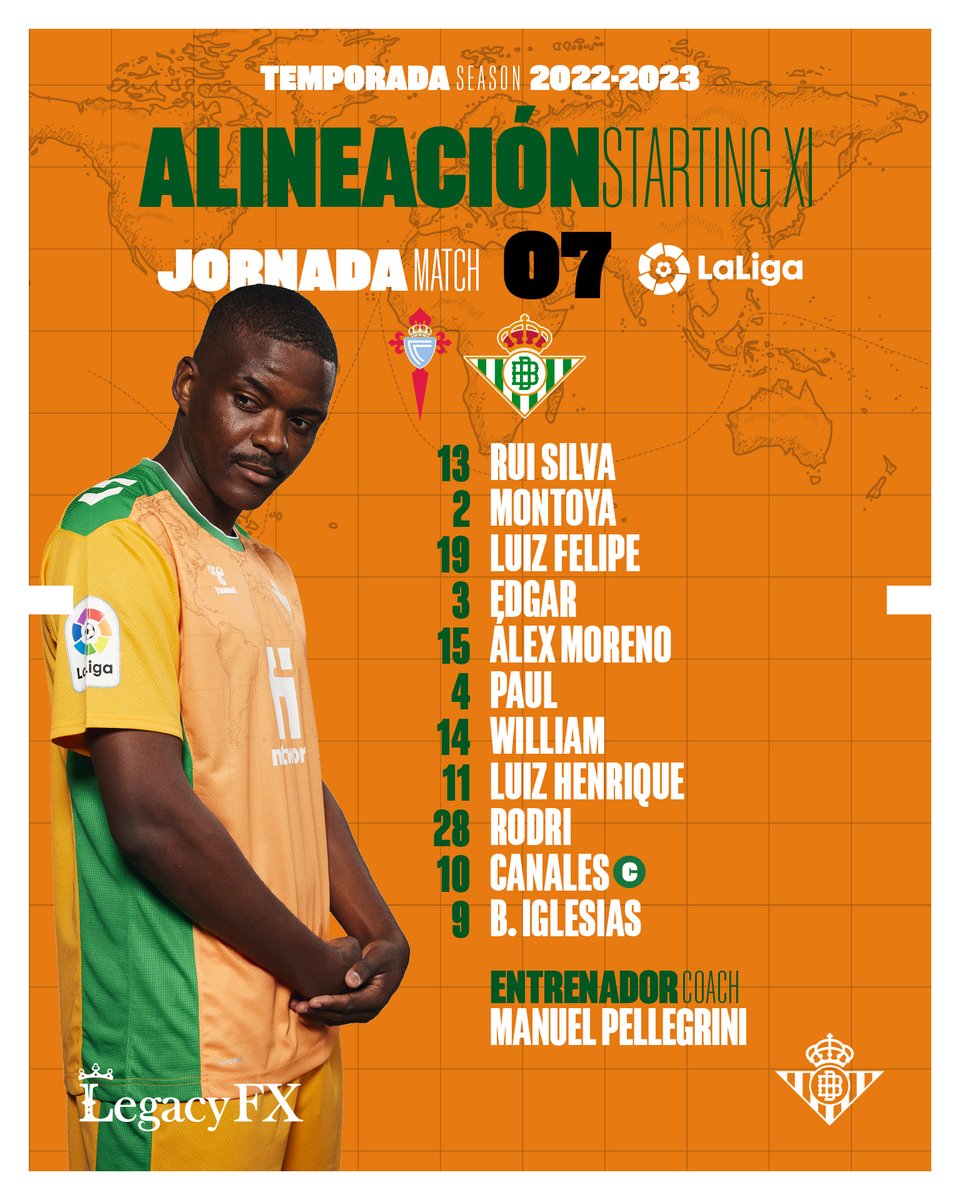 💚🧡💚

¡Nuestro once inicial para el #CeltaRealBetis!

#DíaDeBetis