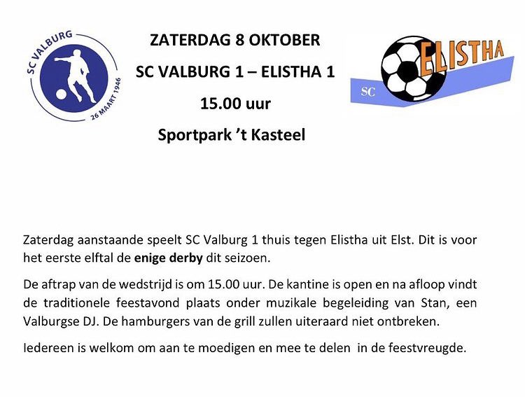 Zaterdag 8 oktober spelen we tegen <a href="/scelistha/">SC Elistha</a> 

#derby #4eklassea