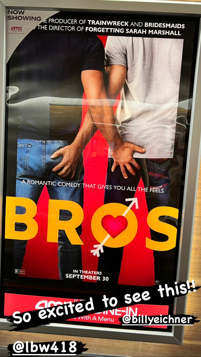 YosvaniRamos's tweet photo. Bros with @billyeichner and Luke Macfarlane was amazing!! LOVED IT! Finally a gay romcom with a positive story at the movie theatres. Whether you’re gay or straight you will love this. Go see it! You are gonna love it it! #GoSeeBros 👬💘 https://t.co/LGUhv0xif2