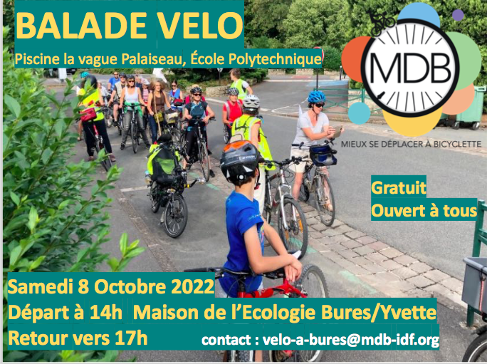 MDB_Bures's tweet photo. Balade 🚲🚲🚲🚲 au départ  de la Maison de l'Ecologie rue Descartes à Bures/Yvette 
Samedi 8 octobre à 14h
Découverte d'itinéraires de Bures à la piscine la vague et le quartier Polytechnique à Palaiseau
Gratuit, ouvert à tous 🤩 https://t.co/aXN2kCx9Gr
