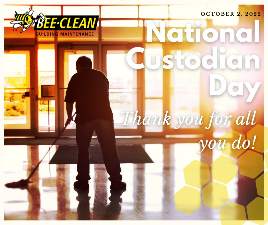 BeeCleanCanada's tweet photo. On #nationalcustodianday,  show your appreciation to the custodians who clean the office buildings or schools that you frequent. As far we’re concerned, custodians are the hardest-working people in show business!   #teambeeclean https://t.co/rC15PbNwgd