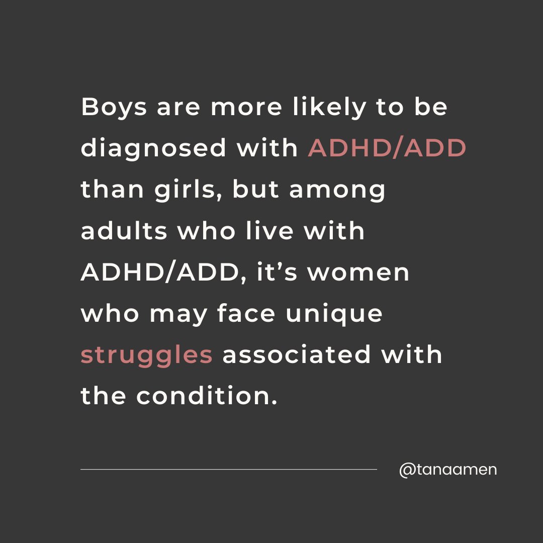 TanaAmen's tweet photo. ADHD/ADD can look different in women, and it poses a unique set of challenges that can have a negative impact on every area of their lives—at work, at home, and in relationships. https://t.co/68Gk4sM2fP #ADHDTips #LivingWithADHD #LivingWithADD #ADDHelp https://t.co/E7o4SqLik4