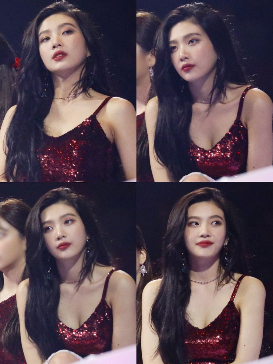 joy in iconic RED dress