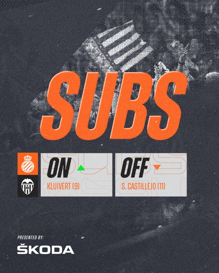 valenciacf's tweet photo. #EspanyolValencia 🔵🦇
⚽ 0-0 | ⌚ 46' 🔄 @skoda_es
🔛 @justinkluivert
↩️ S. Castillejo https://t.co/J06N82SrRi