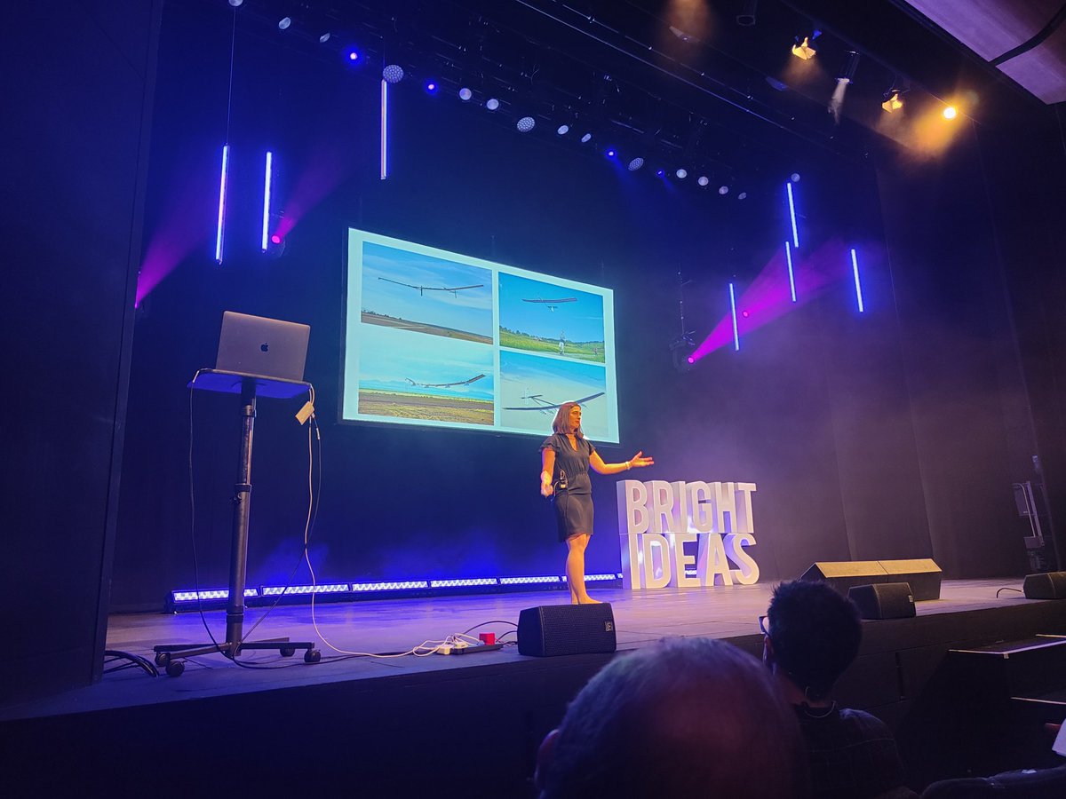 JunctionPointUK's tweet photo. Dr Hilary Costello talking about solar aircraft. #brightideas2022 https://t.co/HzRXy1LhIM