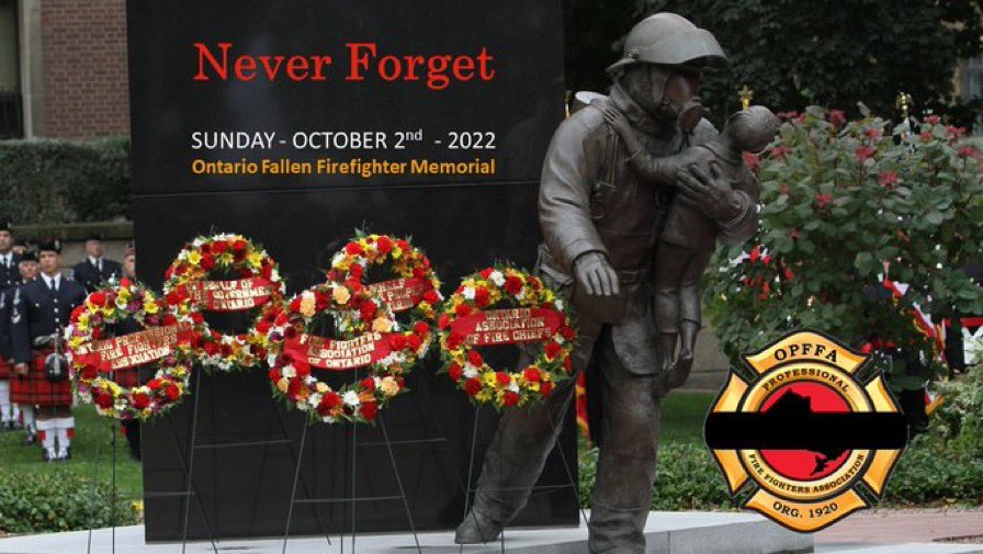 Today, we will gather at the Ontario Fallen Firefighters Memorial to observe a moment of silence in honour of our fallen sisters &amp; brothers that paid the ultimate sacrifice. RIP #NeverForget #OPFFA2022 #FF4Vaughan <a href="/OPFFA/">OPFFA</a>