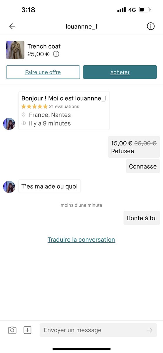 JuxteV's tweet photo. Les gens sur Vinted 😒 https://t.co/vId2u7JrIL