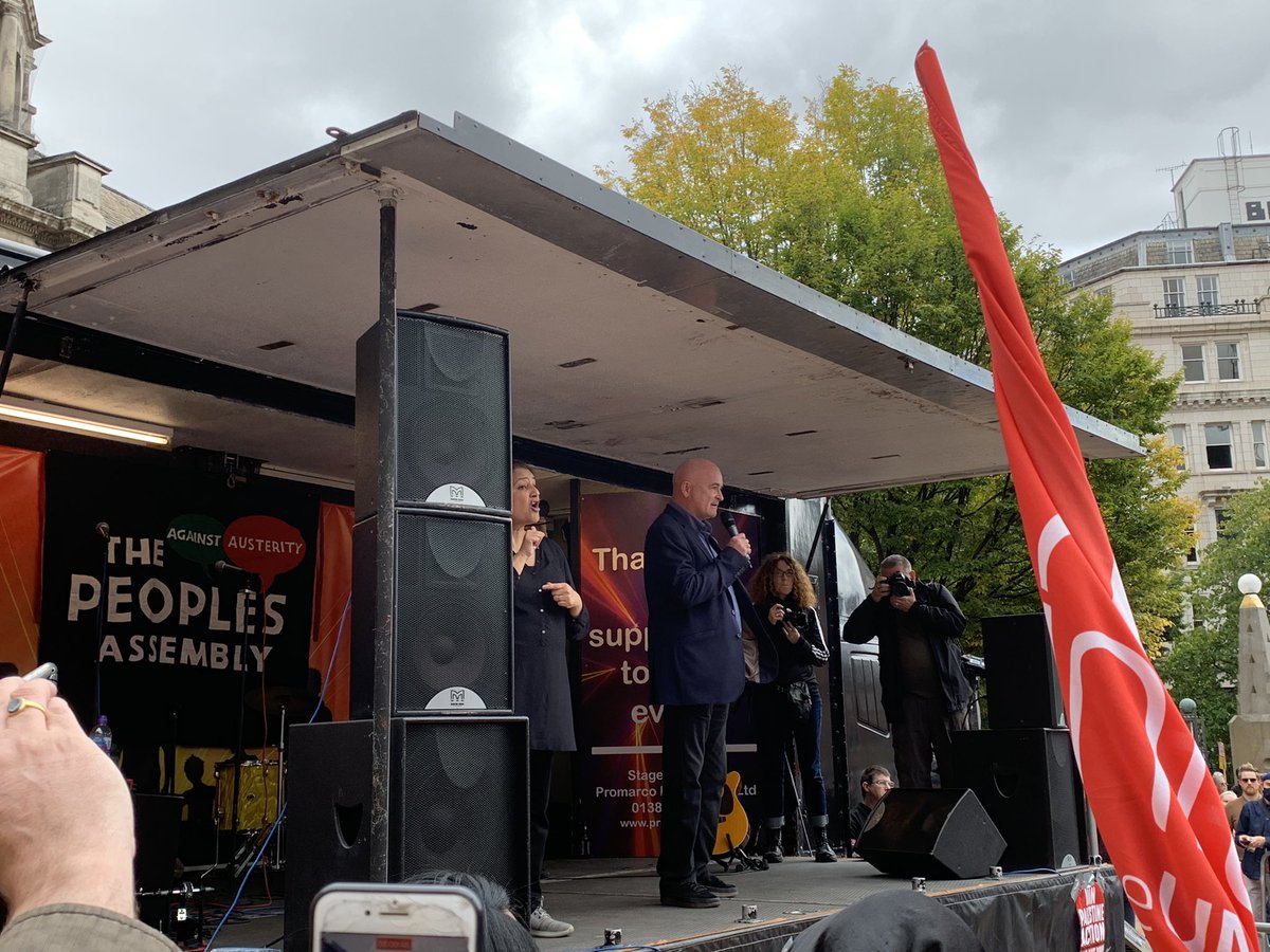 StephenBrown4TU's tweet photo. Mick Lynch of @RMTunion 
knocking it out the park in #Birmingham @pplsassembly demo speaking up for workers and trashing the Tory record and reckless spending propping up the rich at our expense giving tax breaks to millionaires. “This is a class struggle” https://t.co/V1qv1XyuFC