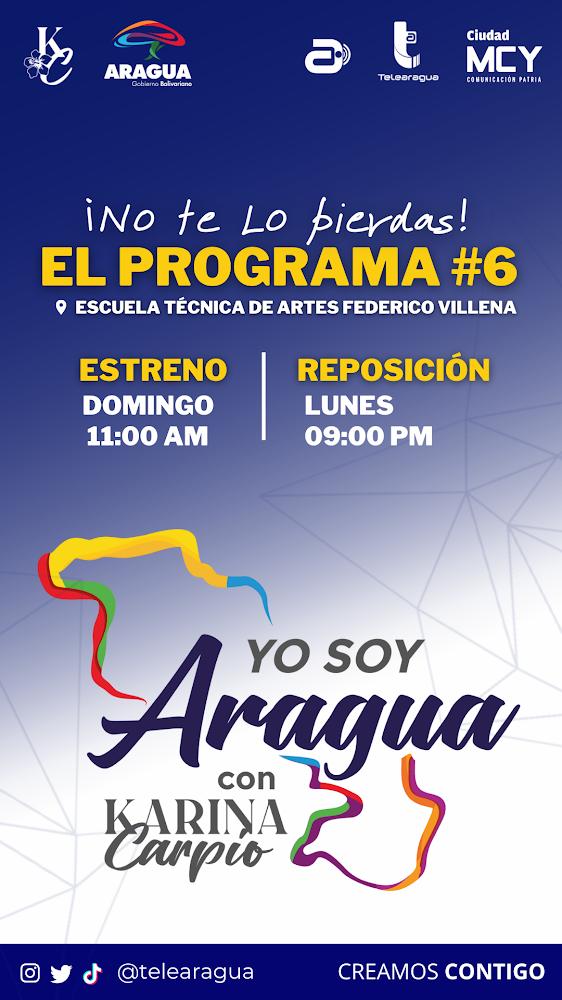 Hoy programa Número 6 de la Gobernadora Karina Carpio, no te lo pierdas grandes anuncios #AraguaesEducacion
