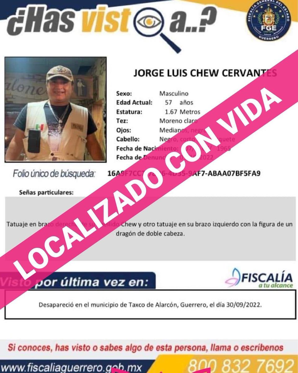 MarioFigueroaM's tweet photo. Hace unos minutos recibí la noticia de la localización con vida del periodista Jorge Luis #Chew Agradezco y reconozco la labor de las corporaciones policiacas de los 3 órdenes de gobierno en la coordinación para su pronta localización.
#localizadoconvida https://t.co/qtGd2Lglq2