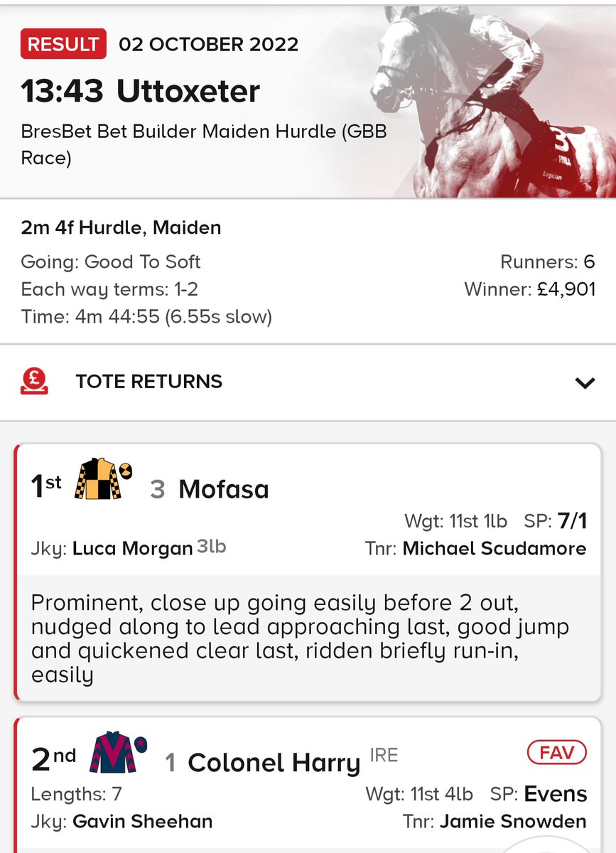 P_JWally's tweet photo. October 2nd @UttoxeterRaces seems to be a lucky day for @MichaelScu .
@lucamorgan99
#TeamScu https://t.co/ilCId0HDQ8