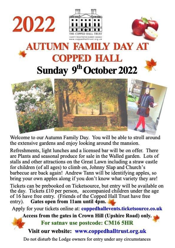 Our Autumn Family Day is next Sunday!
Lots of activities for the whole family. 
Tickets available in advance.