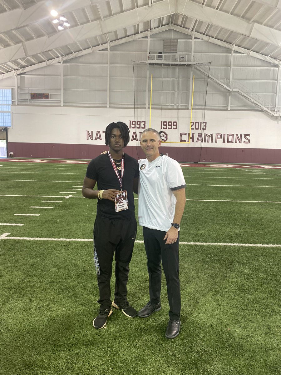 tim4smith__'s tweet photo. Had a great time hanging out with the noles yesterday🔥💯 @MrEliDubble @Coach_Norvell @RyanBartow @FSUFootball @Linc_TrojansFB https://t.co/tyNBHEp32M