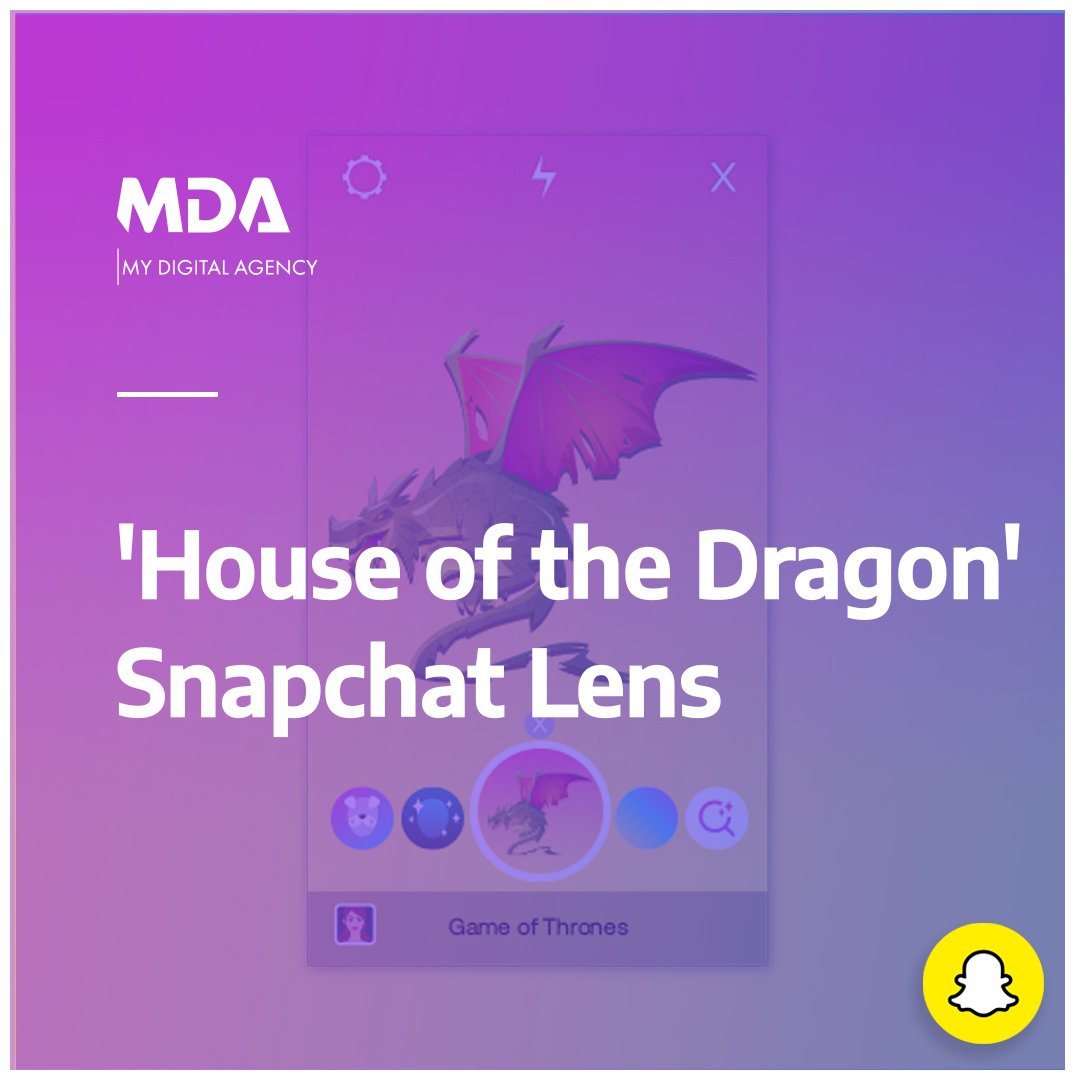 One of the elements of the entree to this group of fans is the Snapchat lens that allows you to enter the world of Targaryens. You could use the filter and align your next marketing strategy with the House of the Dragon.

#mydigitalagency #snapchat👻 #houseofthedragon