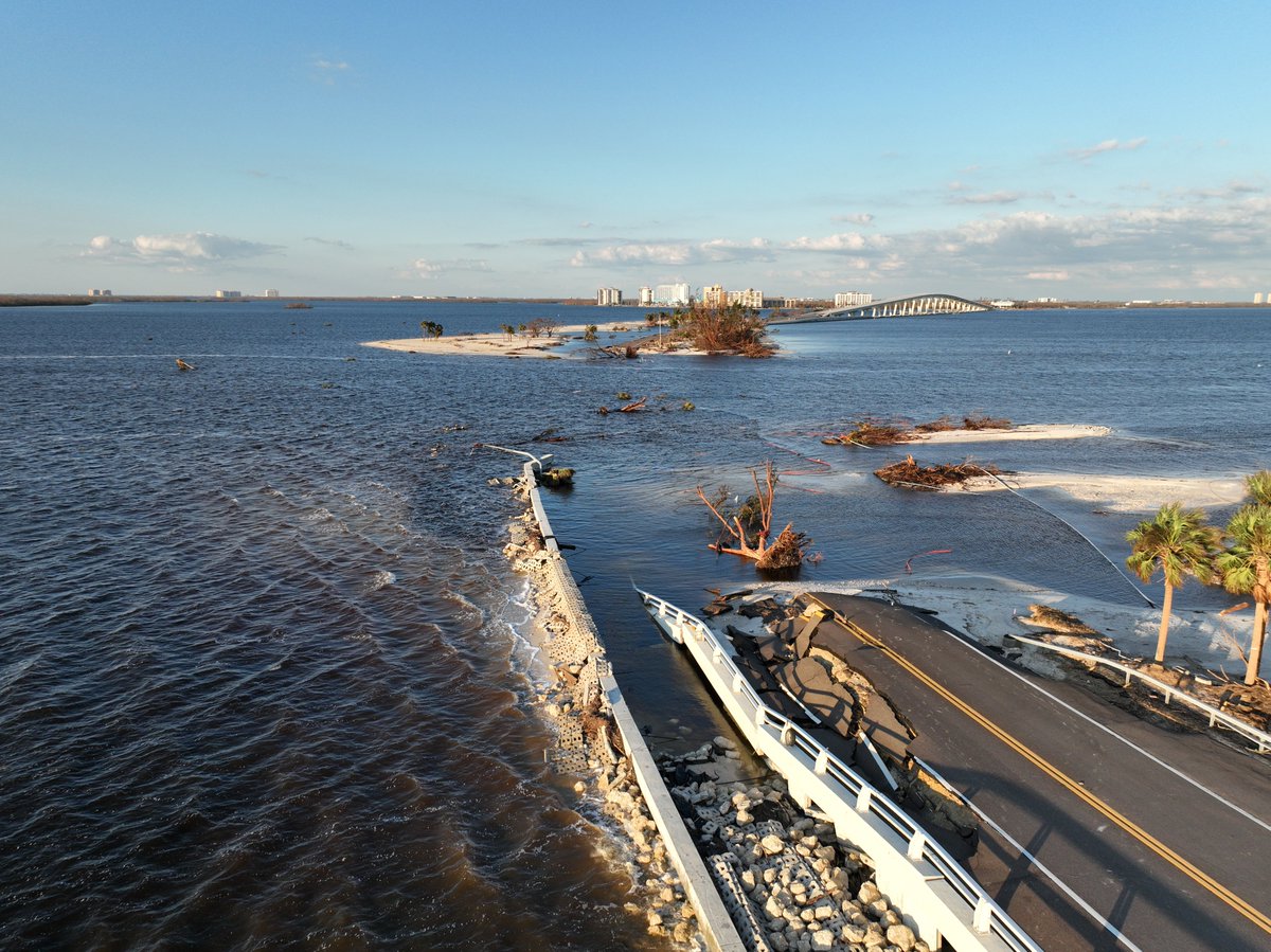 Sanibel Causeway after #HurricanIan. #FlWX #SanibelIsland #causeway