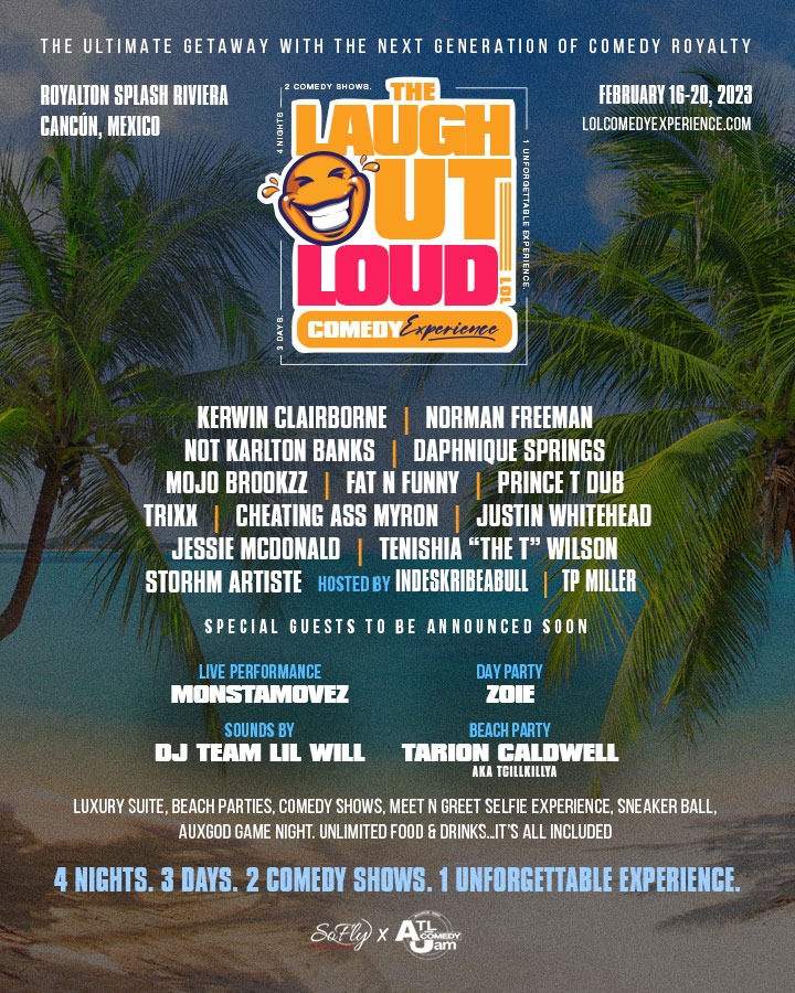 lolcomedyexp's tweet photo. The #beach is calling, and the brand new, all-inclusive #Royalton Splash Riviera #Cancun is answering with the Laugh Out Loud #Comedy Experience with the next generation of comedy royalty featuring #Zoie, #KerwinClairborne, #NotKarltonBanks and more!

Book now! https://t.co/sy00H8MKVk