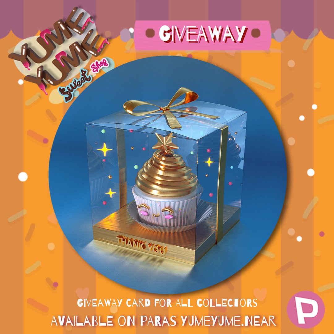 ข่าวดี!! 🎁Giveaway Card for Collectors 🎁
น้องยูเมะขอมอบของขวัญแทนคำขอบคุณ สำหรับผู้สนับสนุนที่น่ารักทุกท่าน ที่เป็นกำลังใจให้กัน ขอบคุณมากๆนะคะ 😍

🧁YUMEYUME SweetShop💒ยินดีต้อนรับ 
ขอเพียงแค่เราเปิดใจให้กัน จุ๊บๆ😘
paras.id/yumeyume.near/…
#PARASnft #Giveaway #nftcollectors