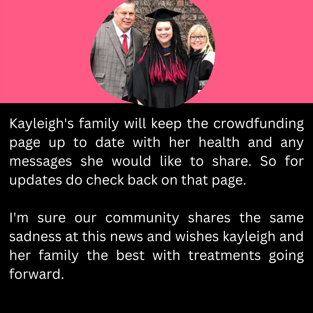 DyspraxiaMag's tweet photo. It is with sadness we share with you the news of @kayleighm5297 health. 

If you can, please donate using the link below: https://t.co/V6QNFDjwE9 https://t.co/UxB1UN6iWg