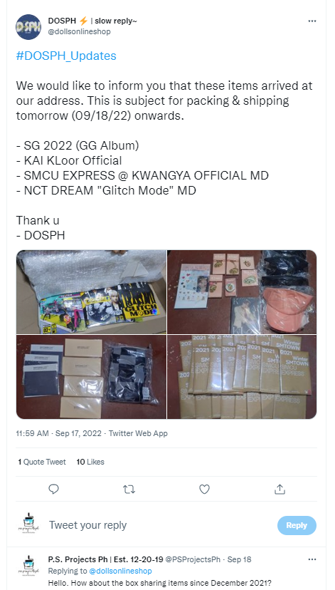 PSProjectsPh's tweet photo. Hello, everyone! I'm writing to update you on the SMCU and Callin albums that are delayed. Me and a couple of people have taken action and went to the barangay of the owners of DOSPH Pasabuy / Dolls Online Shop last Sept 14 investigate what's taking this so long.
(1/6) https://t.co/ss5XHDnb2B