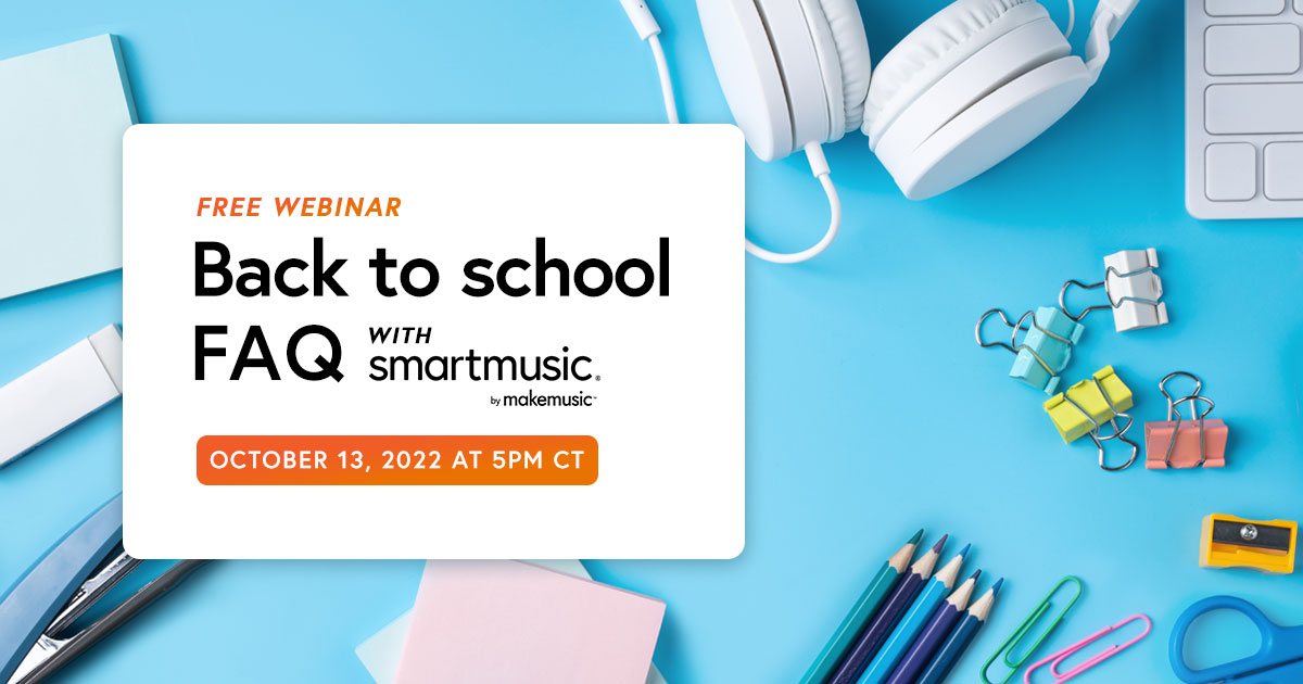 Now is the perfect time to hone your SmartMusic skills! Join us for this free webinar as education specialist Ted Scalzo and marketing manager Marianne White answer the most Frequently Asked Questions from this fall's back-to-school training. Register now: bit.ly/3LNKbJo