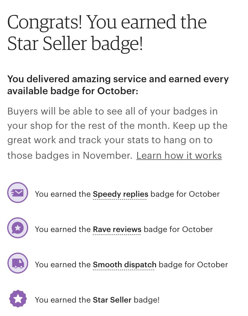HookedByBex's tweet photo. Hooked By Bex showing great customer service on Etsy again with the #starseller badge!
#starseller #etsystarsellerbadge #etsystar #smallbusiness #greatcustomerservice #dedicatedtoourcustomers #shopsmall #shophandmade https://t.co/bW93ox0Nf0