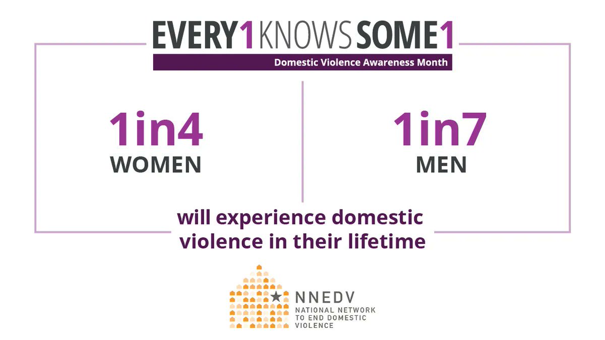nnedv's tweet image. 1 isn’t just a number, it’s SOMEONE: a family member, a neighbor, a coworker, a friend. Domestic violence affects all of us, and all of us must be part of the solution. Commit to learning more and sharing our posts throughout the month.

#Every1KnowsSome1 #DVAM