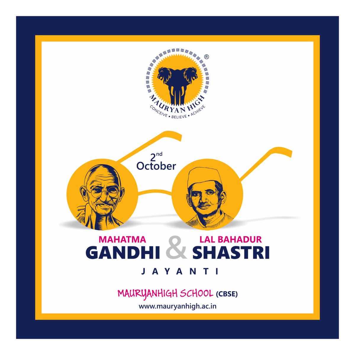 MauryanHigh's tweet photo. “The celebrations of Mahatma Gandhi Jayanti and Lal Bahadur Shastri Jayanti are incomplete if we do not learn to work for our nation and be the responsible and the hard working citizens of our country.. #Gandhijayanti  #LalBahadurShasthtri  #MauryanHigh #WeAreMauryans #Vadodara https://t.co/YJtVGLUrML