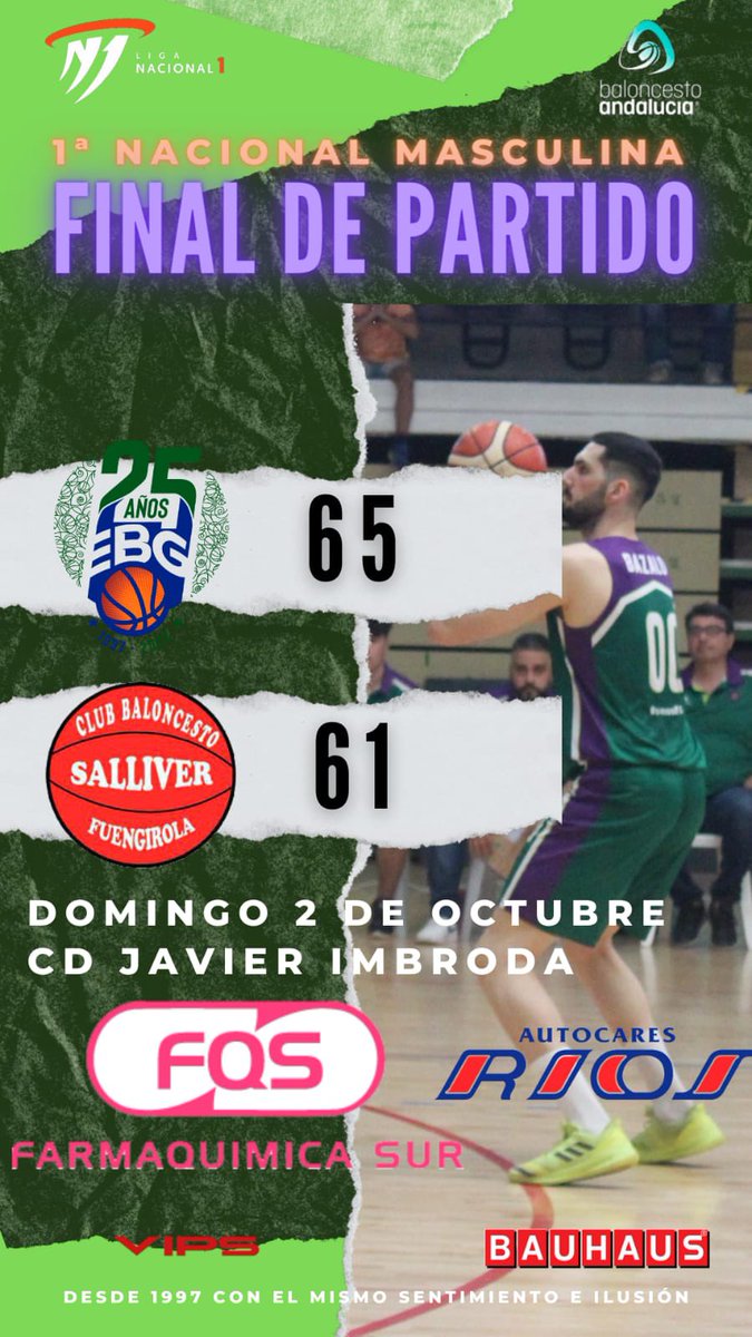 La primera para <a href="/FarmaquimicaSur/">FQS - FarmaQuímica Sur</a> EBG Málaga 🤟🏼🤟🏼🤟🏼🤟🏼

No hay mejor manera de comenzar la temporada que con una victoria en casa 😁 

Enhorabuena chavales, a por la siguiente 😤

#SomosEBG