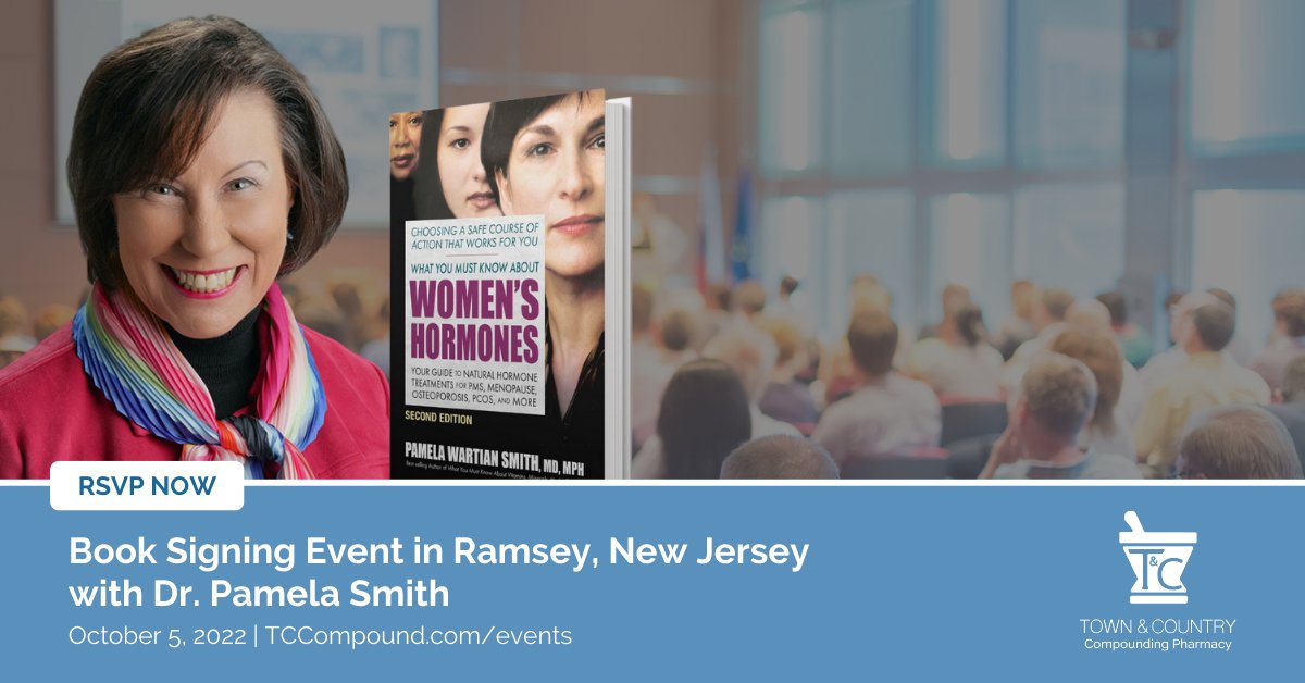 Dr. Pamela Smith's latest book is full of useful information on women's health. Come see her talk this Wednesday, Oct 5, 5 PM, at Town & Country: bit.ly/3QVfXoI 

#TCCompound #RamseyNJ #NewJersey #WomensHealth #WomensHormones #Hormone #PMS #Menopause #Osteoporosis #PCOS