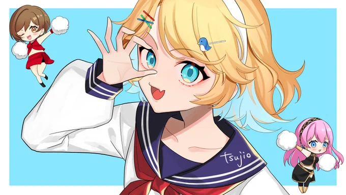 こちらの動画イラストを描かせていただいております!!かわいいリンちゃんが頑張る元気な曲ですのでぜひぜひ聴いてみてください!  