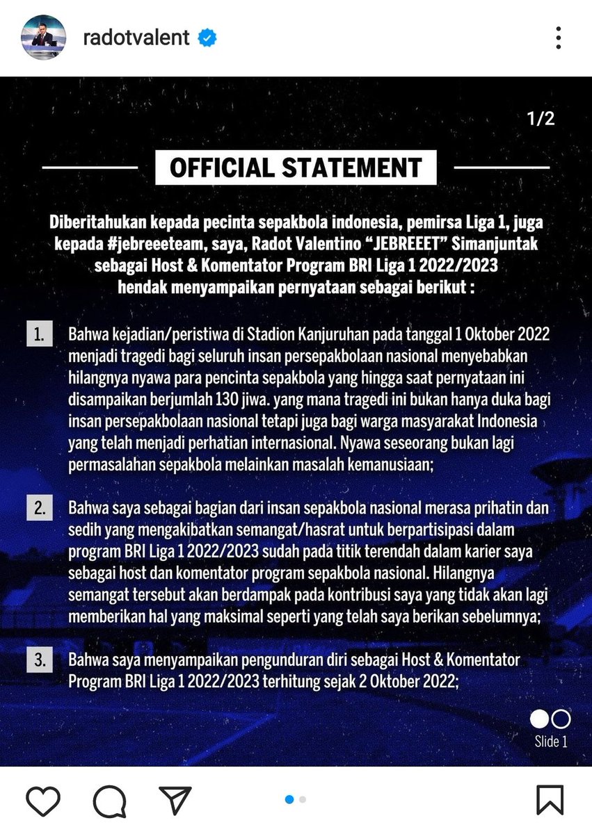 Jakartalk's tweet photo. Rasa bersalah dari seseorang yang padahal hanya seorang komentator, kali ini lo keren bang @radotvalent ✊🏻

Jadi gimana pihak² yang berkaitan langsung? Kapan nyusul mundur? Apa ngga malu? https://t.co/K6KoLGlQma