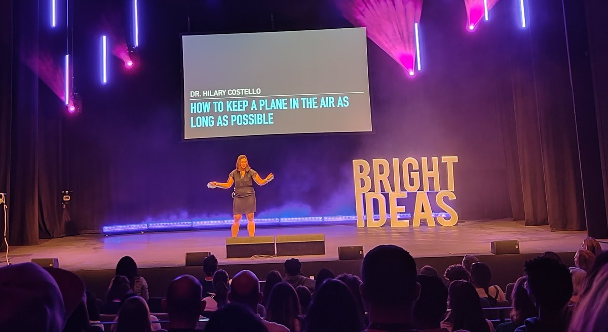 jtruk's tweet photo. #BrightIdeas2022 Session 2 continues the variety with @thoughtsymmetry (AI assessment of beauty), Dr Hilary Costello (solar aircraft), @lewis_dartnell (how Earth shaped human history) and @samaaron (inspiring with creative code... &amp; mini rave, obvs). https://t.co/A61neFXLhj