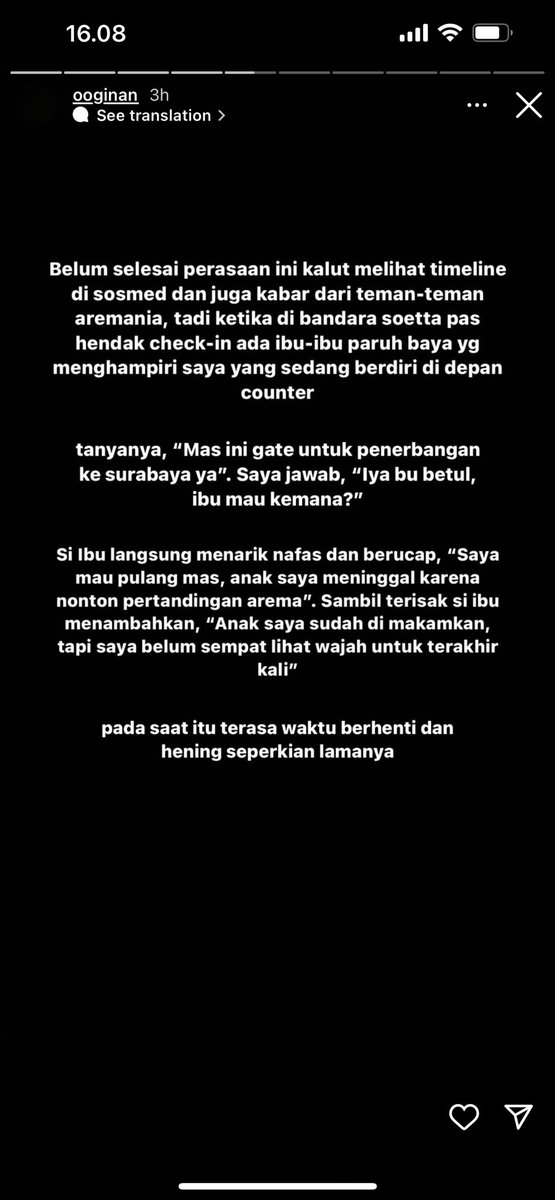 aMrazing's tweet photo. Reading ooginan’s instagram story wrecked me over and over. This is beyond sad. Can’t imagine how painful it is for Bu Yuli. Rest in peace Bregi dan seluruh korban #kanjuruhan 🥀🥀🥀 https://t.co/MKWoFhv5ia