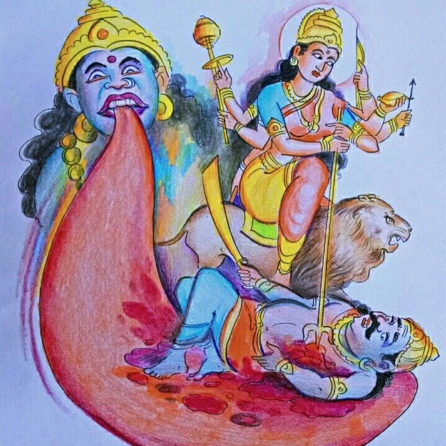 RaktabijaHa: Durga who killed the demon Raktabija is worshipped on the 7th day of Navratri by the name RaktabijaHa. #Navratri