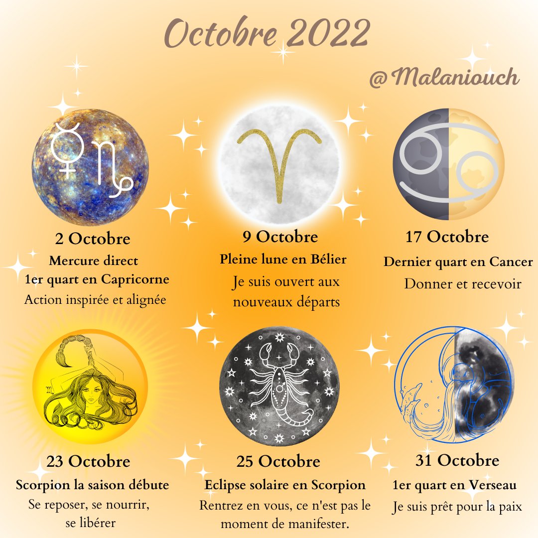 Malaniouch1's tweet photo. 🎃 Octobre est un mois chargé !  #malaniouch #octobre #lune #scorpion #marsretrograde #arcturus #eclipse #phasesdelune #lunaison #astrologie #pleineluneenbelier #pleineluneenbelier♈️ #mercuredirect https://t.co/xLjUHXtNxK