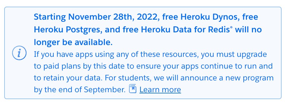 Heroku no longer free. Bear market...