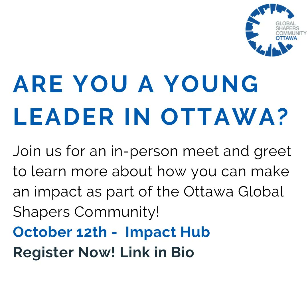 Ottawa Global Shapers 🇨🇦 (@ottawashapers) on Twitter photo Join our upcoming info session! <a href="/OttawaShapers/">Ottawa Global Shapers 🇨🇦</a> is recruiting new volunteers to join its community. Come learn more about the application process and meet a couple of shapers.
#ottawa #impact #events Join our upcoming info session! <a href="/OttawaShapers/">Ottawa Global Shapers 🇨🇦</a> is recruiting new volunteers to join its community. Come learn more about the application process and meet a couple of shapers.
#ottawa #impact #events