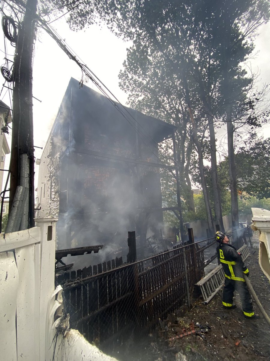 The rear porches have burned through the original fire building.