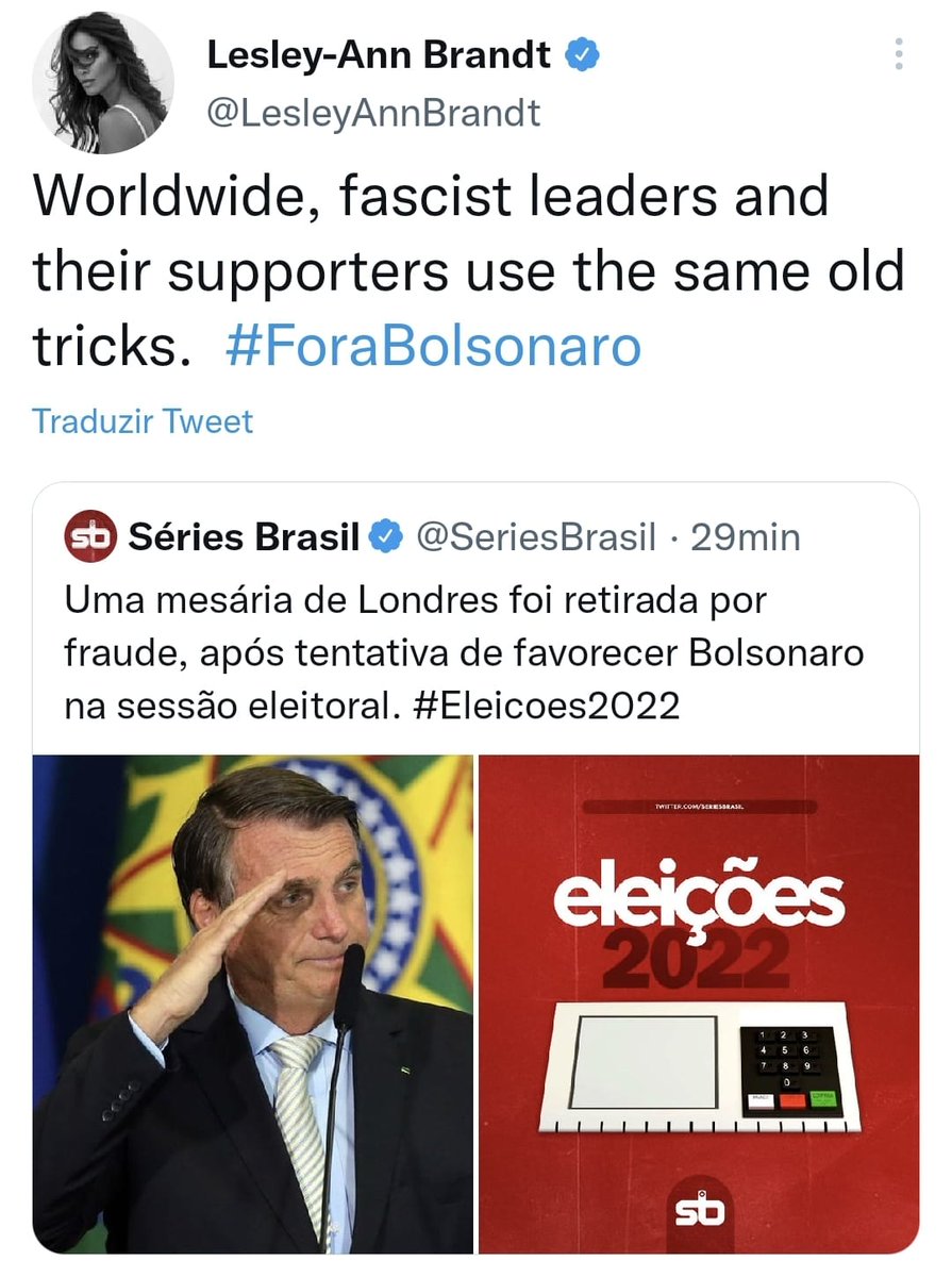 SeriesBrasil's tweet image. Lesley-Ann Brandt, nossa eterna Maze de "Lucifer", deu o recado e declara Fora Bolsonaro. #Eleicoes2022