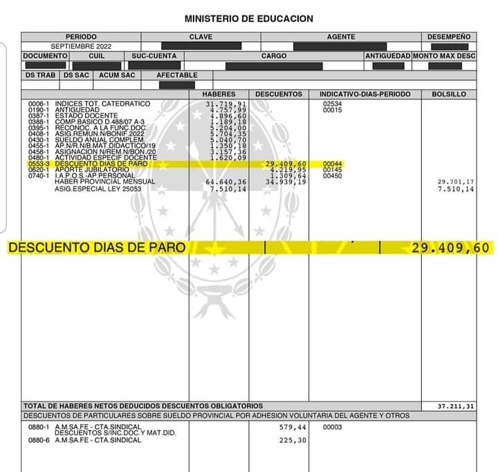 #CompromisoConLaEducacion 
Así no se garantizan condiciones dignas de trabajo para nuestros docentes ni una educación de calidad para nuestros niños, niñas y jóvenes. El descuento a los docentes avasalla sus derechos y apunta a un deterioro sistemático de la Escuela Pública.