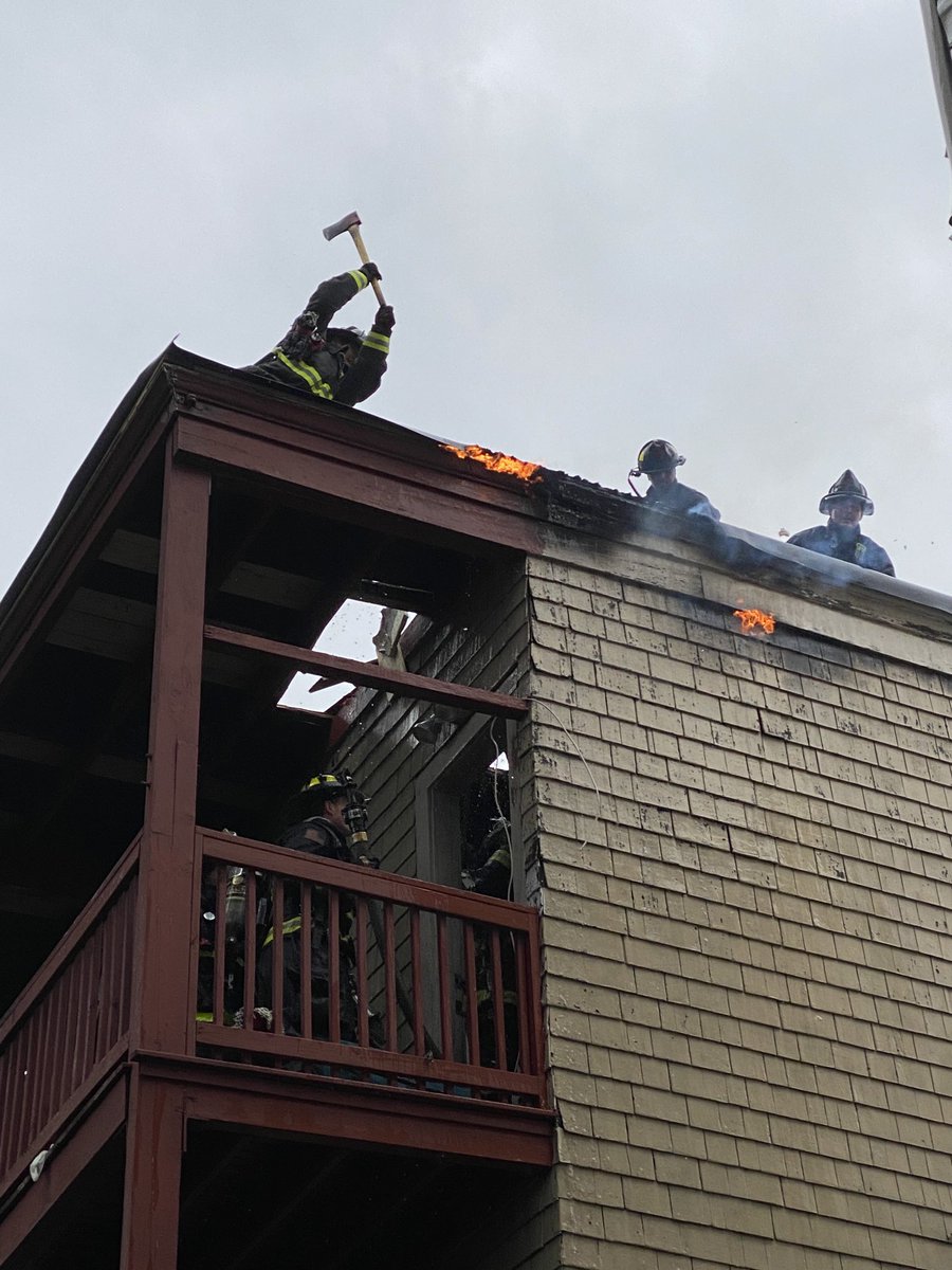 Companies are opening up the roof on the building on Cushion Ave chasing the fire