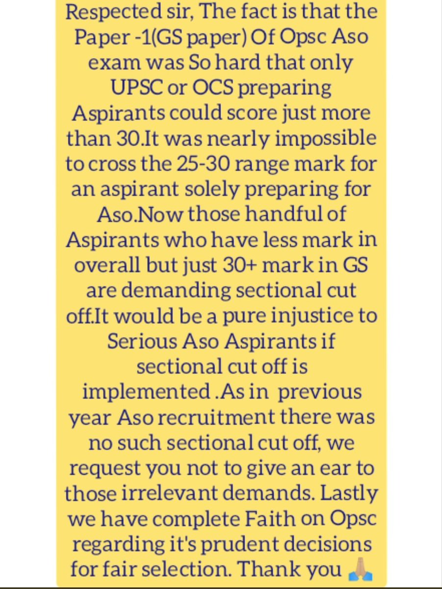 crack_smart's tweet photo. Respected @satyajitips88 Sir , This year some students are demanding for sectional Cutoff which is absolutely unfair for those who are scoring good mark in overall subjects. So please consider this matter and We all know OPSC will give justice to every candidate. Thank You. https://t.co/IxWg12w7Xn