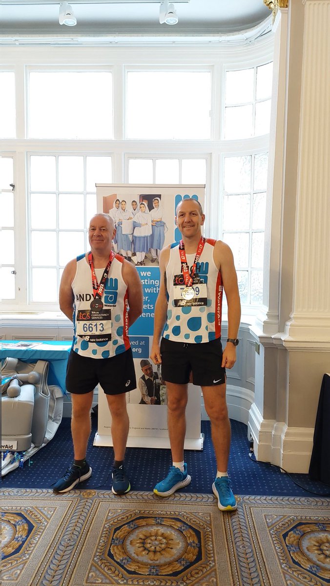 WaterAidUK's tweet photo. Medals and smiles all round as our runners start to arrive at our post race reception 😃
#LondonMarathon #TeamWaterAid https://t.co/28nhMTqiMP