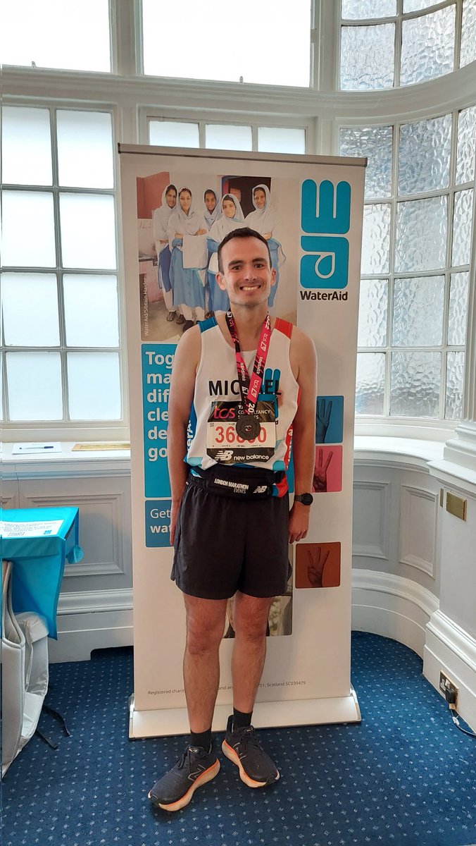 WaterAidUK's tweet photo. Medals and smiles all round as our runners start to arrive at our post race reception 😃
#LondonMarathon #TeamWaterAid https://t.co/28nhMTqiMP