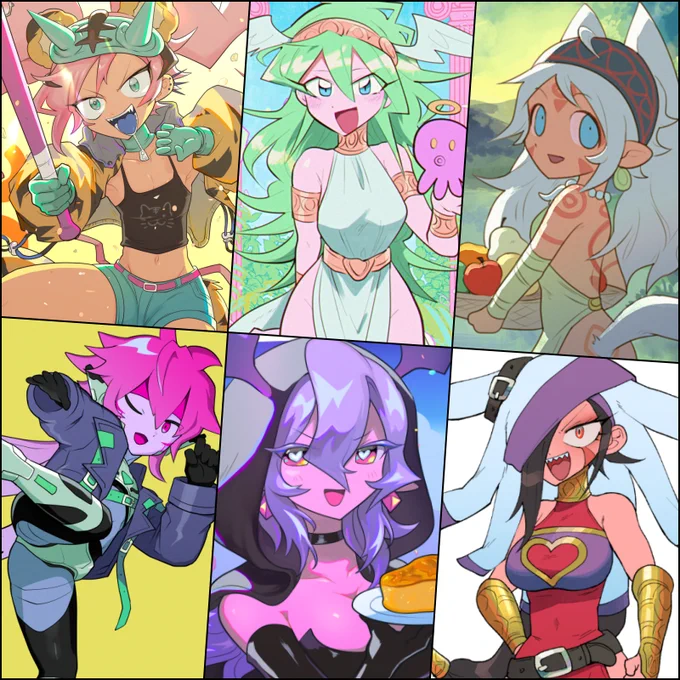 #自創作女子イラストフェス01 統一感無くて草 異色肌が好きです 