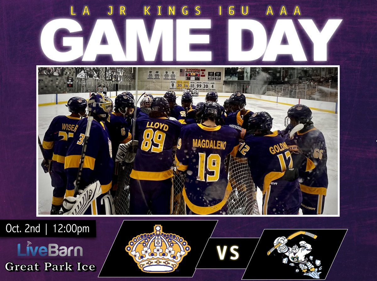 GAME DAY!! Noon tilt down in the OC against our greatest rivals the Mighty Ducks of Anaheim. <a href="/LiveBarn/">LiveBarn</a> <a href="/JrKings06/">JrKings06</a> <a href="/hockeymaps/">HockeyMap.com</a>